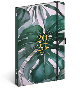 NOTIQUE Týdenní diář Monstera 2025, 13 x 21 cm