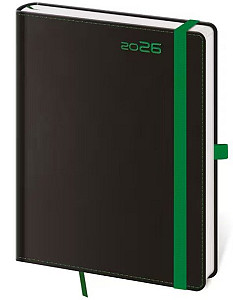 Diář 2026 denní A5 Black Green s poutkem