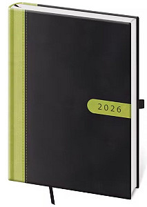 Diář 2026 denní A5 Bora - černo/zelená
