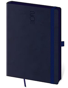 Diář 2026 denní A5 Memory s gumičkou - tmavě modrá