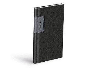 Diář 2026 T806 PU s gumkou gray/dark gray 90x170mm