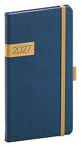 Diář 2027: Twill - modro-zlatý, kapesní, 9 x 15,5 cm