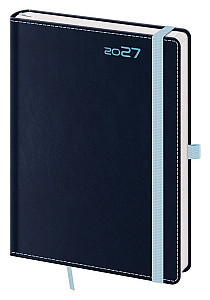 Diář 2027 týdenní A5 Double Blue s poutkem na propisku