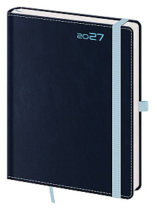 Diář 2027 týdenní B6 Double Blue s poutkem na propisku