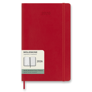 Diář Moleskine 2026 - měkké desky, L, týdenní, červený