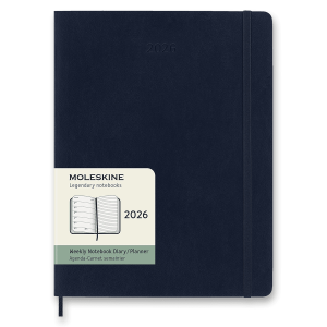 Diář Moleskine 2026 - měkké desky, XL, týdenní, modrý