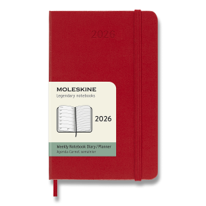 Diář Moleskine 2026 - tvrdé desky, S, týdenní, červený