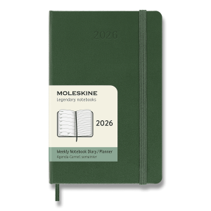Diář Moleskine 2026 - tvrdé desky, S, týdenní, tmavě zelený