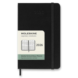 Diář Moleskine 2026 - tvrdé desky, S, týdenní, vertikální, černý