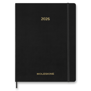 Diář Moleskine Essential 2026 - měkké desky, XXL, týdenní, vertikální, černý