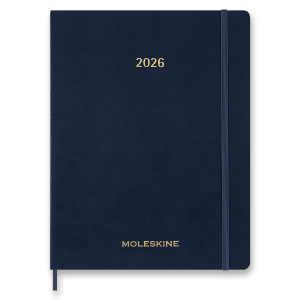 Diář Moleskine Essential 2026 - měkké desky, XXL, týdenní, vertikální, modrý