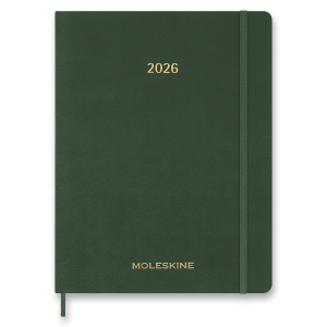 Diář Moleskine Essential 2026 - měkké desky, XXL, týdenní, vertikální, tmavě zelený