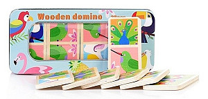Dřevěná hra Domino s ptáky