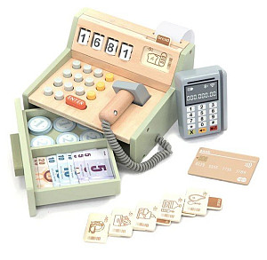 Dřevěná pokladna s příslušenstvím