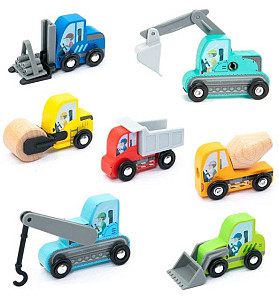 Dřevěná sada stavebních vozidel