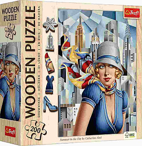 Dřevěné puzzle Art: Catherine Abel - Léto ve městě 200 dílků