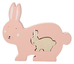 Dřevěné puzzle pro děti paní králíková