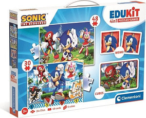 Edukit Sonic 4v1 (pexeso, 48 + 30 puzzle, 6 kostek)