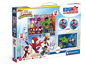 Edukit Spidey a jeho úžasní přátelé 4v1 (pexeso, 48 + 30 puzzle, 6 kostek)