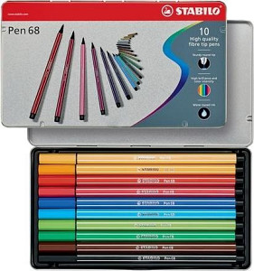 Fixa STABILO Pen 68 sada 10 ks v kovovém pouzdru