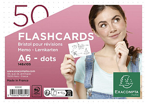 Flashcards - karty na učení, A6, tečky, 50 karet - bílé