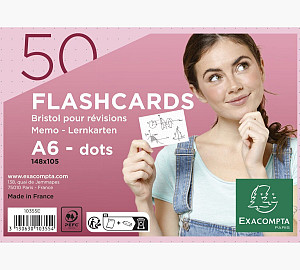 Flashcards - karty na učení, A6, tečky, 50 karet - růžové
