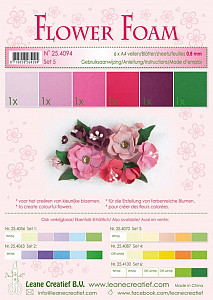 Flower Foam Speciální pěnová guma A4 - červenorůžové barvy 6 ks