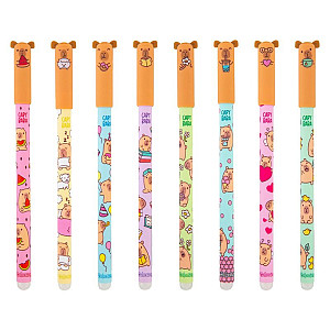 Gumovatelné pero Kapybara, s víčkem, modrá náplň