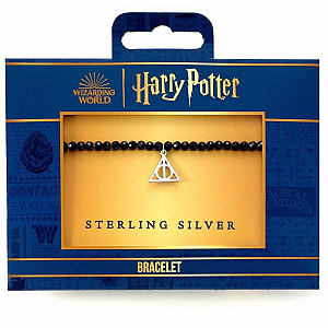 Harry Potter Náramek se stříbrným přívěskem - Relikvie smrti (černý)