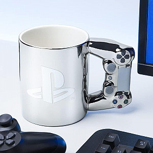 Hrnek 3D Playstation PS4 stříbrný
