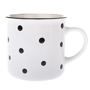 Hrnek keramický bílý s černými puntíky 470 ml