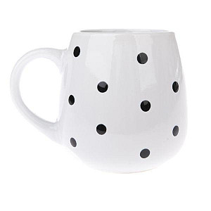 Hrnek keramický bílý s černými puntíky 520 ml