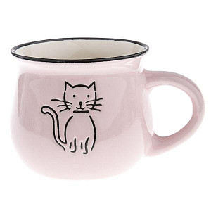 Hrnek keramický kočka růžová 360 ml