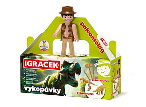Igráček Paleontolog - figurka s vykopávkami dinosaurů Tyranosaura a Stegosaura