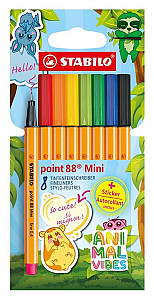 Jemný liner STABILO point 88 Mini Animal Vibes 8ks sada - včetně samolepky
