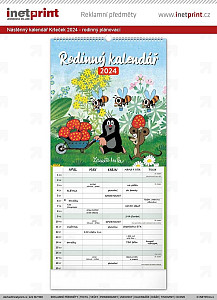 Kalendář 2024 nástěnný: Rodinný, plánovací Krteček, 21 × 42 cm