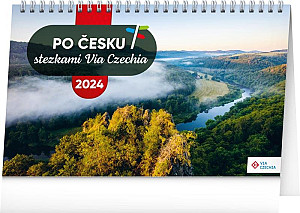 Kalendář 2024 stolní: Po Česku stezkami Via Czechia, 23,1 × 14,5 cm