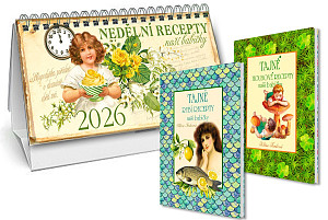 Kalendář 2026 Nedělní menu + Tajné rybí recepty + Tajné houbové recepty