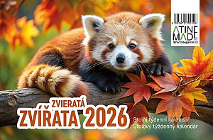 Kalendář 2026 Zvířata, stolní, týdenní, 15 x 22,5 cm