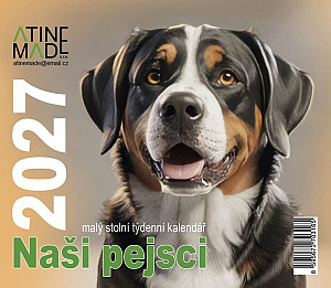Kalendář 2027 Naši pejsci, malý stolní, týdenní, 13 x 15 cm