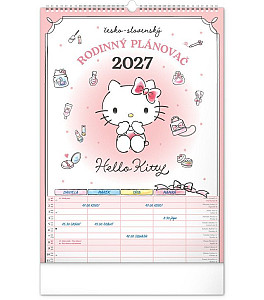 Kalendář 2027 Rodinný, plánovací Hello Kitty XL, 33 x 46 cm