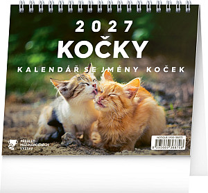 Kalendář 2027 stolní: Kočky - se jmény koček, 16,5 x 13 cm