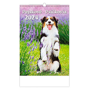 Kalendář nástěnný 2024 - Pejskové/Psíčkovia
