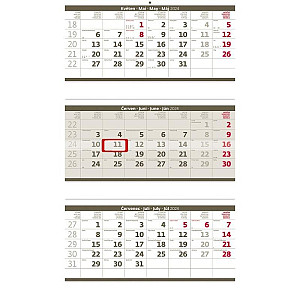 Kalendář nástěnný 2024 - Tříměsíční skládaný šedý