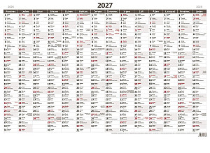 Kalendář nástěnný 2027 - Plánovací roční mapa A1 bezobrázková
