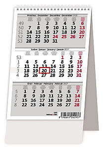Kalendář stolní 2027 - MINI tříměsíční ČR/SR