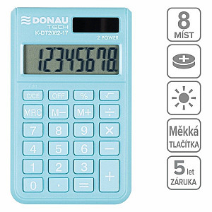 Kapesní kalkulačka DONAU TECH 2082, 8místná, sv. modrá