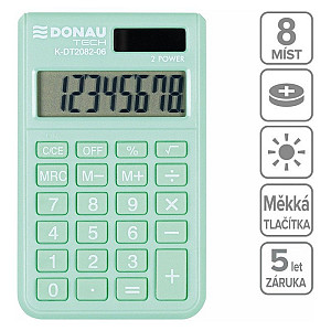 Kapesní kalkulačka DONAU TECH 2082, 8místná, sv. zelená