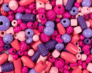 Korálky dřevěné růžovo-fialové big 450 ks