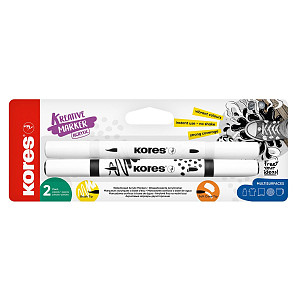 Kores akrylové popisovače, oboustranný hrot 2 v 1 - set 2 barev